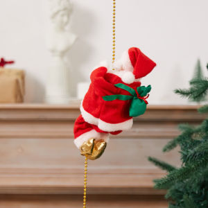 Christmas Electric Singing Swing Santa Claus Dolls Climbing Rope Ladder Musical Plush Toys Decor