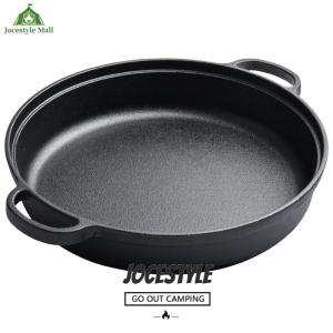 [Jocestyle Mall] 8.7/9.8/11/11.8inch Iron Skillet with Double Handles Frying Pan Griddle for Bread Baking Outdoor Cooking Camping