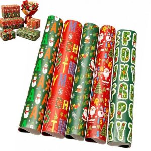 MUSASI 2Pcs Lớn Giấy gói quà Giáng sinh Bức thư đầy màu sắc Tự làm Giấy gói hoa  Cây thông Noel Giấy gói quà Giáng sinh