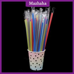 Mazhaha หลอดดูดน้ำทำจาก PP ใสหลายชั้นจำนวน100ชิ้นหลอดสำหรับเครื่องดื่มงานปาร์ตี้
