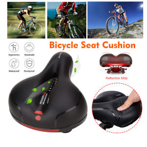 Bicycle Seat MTB Saddles Comfortable Wide Soft With Shock-absorbing Ball Water Proof with Reflective Stripes