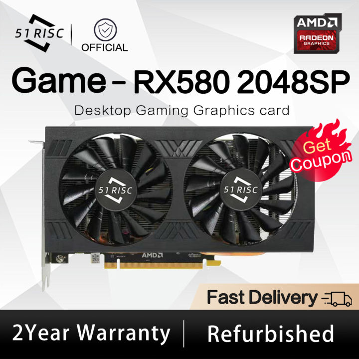 SHELI 51RISC การ์ด AMD RX 580 8G 256Bit 2048SP GDDR5กราฟิกการ์ดสำหรับ ...