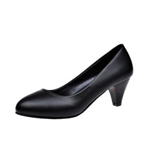 Free Shipping New In Stock: Fashionable Low-Heeled Work Shoes For White-Collar Women Featuring A Leather Upper And Chunky Heel Perfect For Office Wear.These Are Genuine Vietnamese Export-Quality Formal Shoes For Women