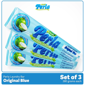 Perla Laundry Long Bar Detergent – Original Blue | Set of 3 x 380g | Natural Laundry Soap Home Care
