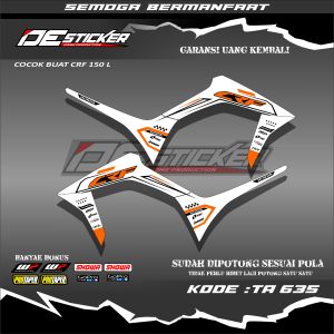 Striping Stiker Motor CRF 150L Semifull Dasar Putih Simpel Keren TA635
