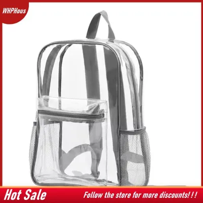 【COD】🔥🔥🔥 Clear Transparent PVC Backpack Sports Outdoor Fitness Knapsack Large Capacity Waterproof Travel Daypack For Adults Students