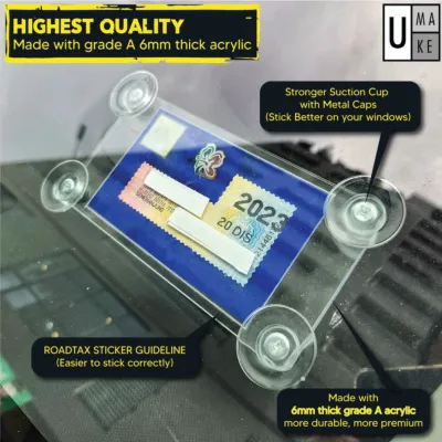 UMAKE High Quality thick Road Tax Holder Car Roadtax Holder Free Suction Cap & Nut