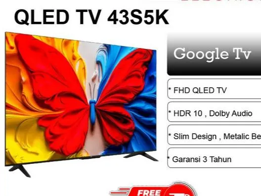Tcl Android Tv 43 Inch 43S5K Google Tv Qled 2K Fhd Hdr10 Dolby Audio ...