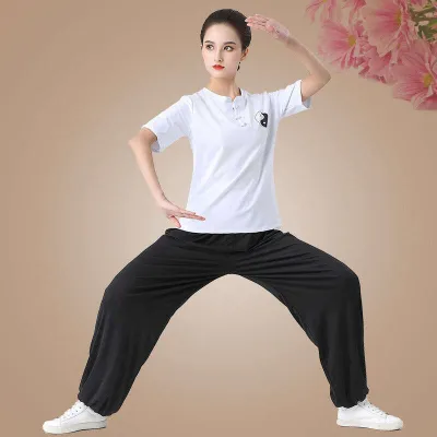 Tai Chi Practice Uniform Short Sleeve Martial Arts Clothing Mens Summer New Style Womens Tai Chi Training Pants Fitness Sports