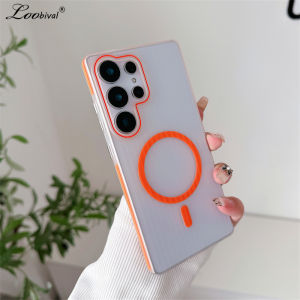 Luxury Matte Hard PC Case for Samsung Galaxy S25 S23 Ultra S24 Plus Magnetic Transparent Wireless Charging Ultra Slim Cover