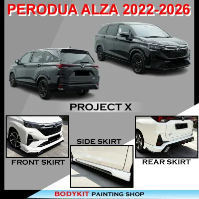 PERODUA ALZA 2022-2026 PROJECT X STYLE FULLSET BODYKIT (FRONT SKIRT/SIDE SKIRT/REAR SKIRT) MATERIAL PU GETAH