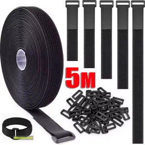 5m Heavy Duty Cable Straps with Buckle / Hook and Loop Straps / Reusable Nylon Cable Ties for Organizer
