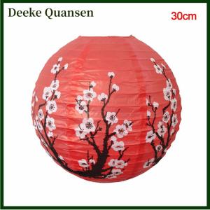 Deeke 30 35cm hoa mận tròn giấy đèn lồng bóng râm Trung Quốc cổ giấy đèn lồng năm mới giấy Chụp đèn trang trí nhà