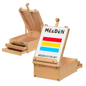 MEEDEN Large Tabletop Easel Sketchbox Adjustable Solid Beech Wood Desktop Easel Box Travel Easel for Artists Table Top easels for Painting Wooden Art Storage Box for Artist Adults & Beginners