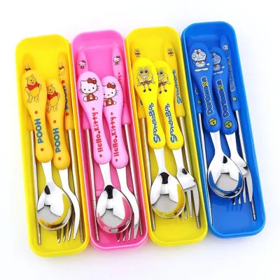 Cartoon / Kartun Sendok Garpu Set Garpu Sendok Anak Stainless