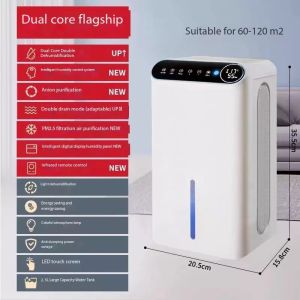 Areamore Portable dehumidifier 2500ml household dehumidifier intelligent digital display remote control mini dehumidifier with color night light silent air purifier dehumidification and drying integrated machine
