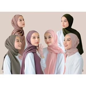 Kerudung Pashmina Inner 2in1 Import Premium Ceruty Babydoll Termurah Kekinian  Mewah Terbaru 2023
