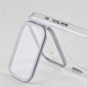 For Magsafe Folding Lens Holder Clear Magnetic Case For iPhone 17Pro Max 15 16Pro 17 With Camera Tempered Glass Hard Back Cover