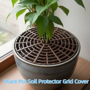 SAGOER Breathable Mesh Plant Pot Soil Protector Grid Cover Cutting Barbed Cut-Outs Flowerpot Soil Guard Pot Cover with Included Stakes Anti-splash Mud Pot Cover Indoor Outdoor