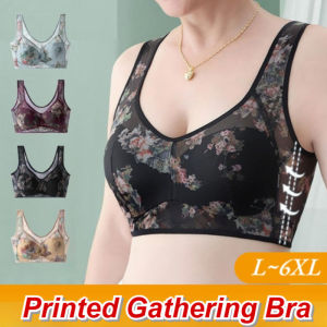 Lace Print Push Up Bra/Adjustable Seamless Lightweight Underwire/Lingerie For Maternity/Daily Wear Plus Size Women