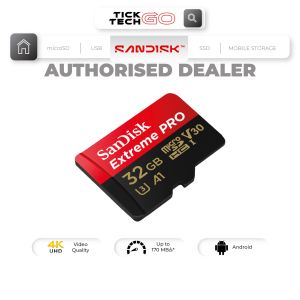 SanDisk Extreme Pro microSDHC/SDXC (32GB/64GB/128GB/256GB/512GB/1TB/2TB) Class 10 100MB/s - 200MB/s A1/A2 UHS-I V30 U3 4K UHD Memory Card