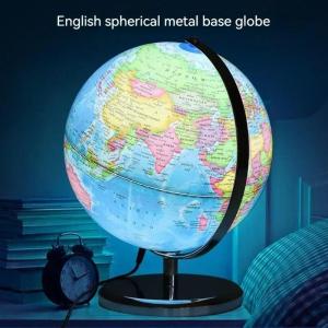 25/32CM LED Light 20/25cm Retro LED World Earth Globe Map 360 Degree Rotating World Geography Map All In English Desk Decoration Table Lamp