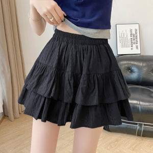 Ammin กระโปรงเอวสูงเอวสูงแบบหวานฉบับภาษาเกาหลีผู้หญิงกระโปรงยีนส์ยาวทรง-กันลื่น2024ฤดูร้อน