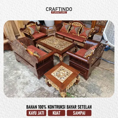 Kursi Tamu Ukir Jati Kayu Untuk Ruang Tamu Rumah (COD)