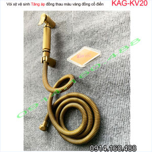 Vòi xịt vệ sinh KAG-KV20 đồng giả cổ HÀNG Y HÌNH vòi rửa bồn cầu Spray-gun mạnh tia nước thẳng thiết kế đẹp màu inox bóng
