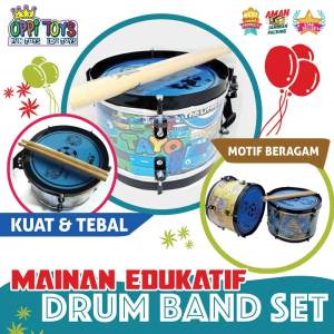 Mainan Drum Anak Ukuran Besar 30 cm - Mainan Drum Marcing Band Motif Karakter - Alat Musik Pukul