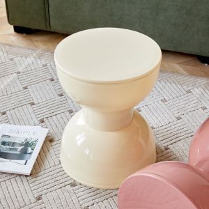 💟SOLUTION65💟 Hourglass Shaped Stool Plastic Modern Style Household Round Stool Waterproof Design Multipurpose for Bathroom and Fitting Room Dressing Stool Dining Stool Coffee Table Sofa Side Table Bedside Table Shoe Stool Entrance Stool Plants Stand