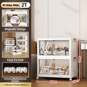 Foldable Cabinet for Clothes Storage Durabox Organizer with Magnetic Suction Door Kitchen Cabinet