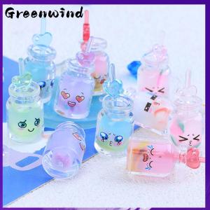 【Greenwind】 ถ้วยน้ำผลไม้เรซินเรืองแสงขนาดเล็ก2ชิ้นเครื่องดื่มจิ๋วสำหรับตกแต่งสวนบ้านตุ๊กตาเรืองแสงในที่มืด