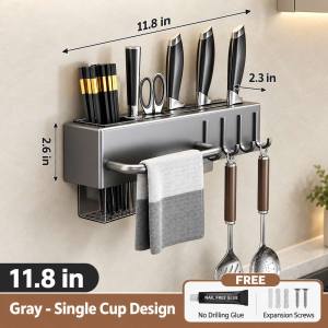 12/16/20/24in Knife Kitchen Holder Hanging Kitchen Knife Holder Organizer Wall No Drill With Hooks