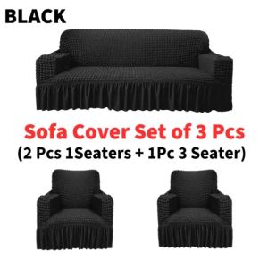 Thicken Seersucker Sofa Cover Set of 2pcs 1seater and 1pc 3 Seater Sofa Cover With Skirt