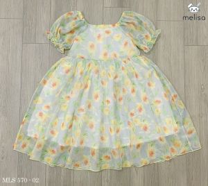 Đầm Voan Họa Tiết Hoa Dáng Cao Cấp Melisa Cho Bé Gái 10kg-36kg Mẫu Giáo