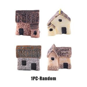 SUERTE 1/4Pcs Mini Village Stone House Diorama DIY Fairy Garden Miniature Landscape Model Ornaments