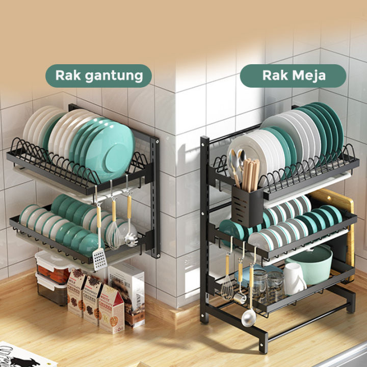 Mainland Rak Piring Dapur Gantung Rak Pengering Piring Wastafel Tempat