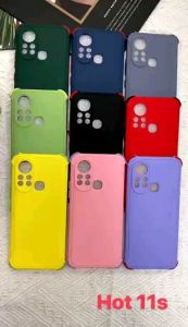 พร้ อมส่งใน เคสTPUนิ่มสีพื้นปุ่มสี For Infinix Hot 11s / Hot11s