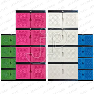 Lemari Plastik 4 Susun Tingkat Jumbo Rak Gantung Baju Pakaian Serbaguna Cermin Kaca Full Kunci Murah Awet Kokoh AQJB