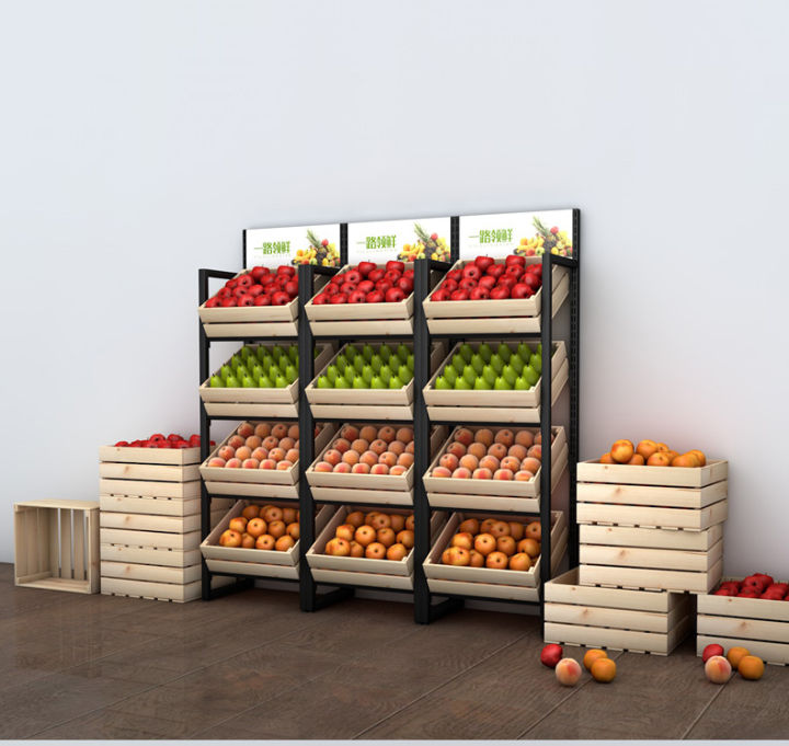 Fruity Rack Design Fruit rack multilayer solid wood fruit and vegetable display rack red ...