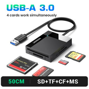 UGREEN รุ่น 30333 เครื่องอ่านการ์ด SD 4 in 1 USB 3.0 SD TF CF MS การ์ดหน่วยความจำอะแดปเตอร์ 5Gbps อ่านเขียนพร้อมกันสำหรับ SD SDXC SDHC CF CFI TF Micro SD