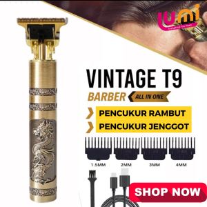 alat mesin cukur potong rambut bulu kumis dan jenggot listrik Vintage T9 dragon hair clipper trimmer naga shaver elektrik