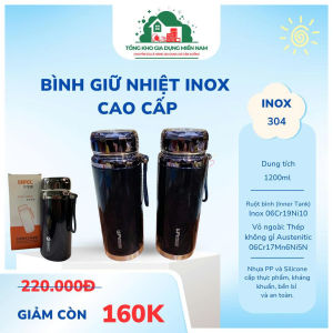 Bình Giữ Nhiệt BAOL Nắp Kim Cương 1200ml (1.2L) Inox 316 Chính Hãng - Giữ Nhiệt 24H