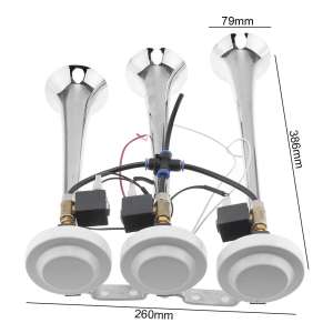 Universal 12V/24V 3 Trumpet 6-Tune Super Loud Air Horn Kit Car Truck Train Boat
