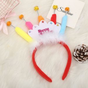 YOYO CHARMING Photo Props Party Props Simple Headdress Headwear Candle Happy Birthday Children Kids Women Hair Hoop Korean Style Headband Birthday Hairband Hair Accessories