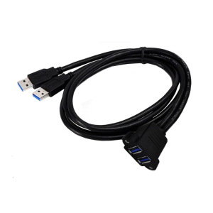 Reliable USB3.0 Extension Cable USB3.0 Double Port Extension Cable with Screw Mount for Secure Panel Installation