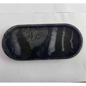 Kitchen Countertop Storage Tray Marble Silicone Bathroom Vanity Tray Durable Decorative Tray Non Slip Oval Toil