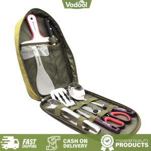 [VSC] 8 Pcs Camping Cookware Utensils Travel Set Stainless Steel Camping Cooking Utensils Set for Backpacking Outdoor Camping