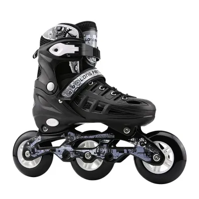 Inline Skates Roller Skates Adjustable Full Flashing Wheels Size M35-38L39-42 (Black And White)